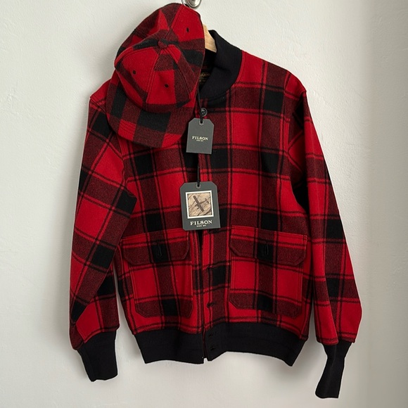 Filson Wool Bomber in Red and Black Plaid - Picture 9 of 9